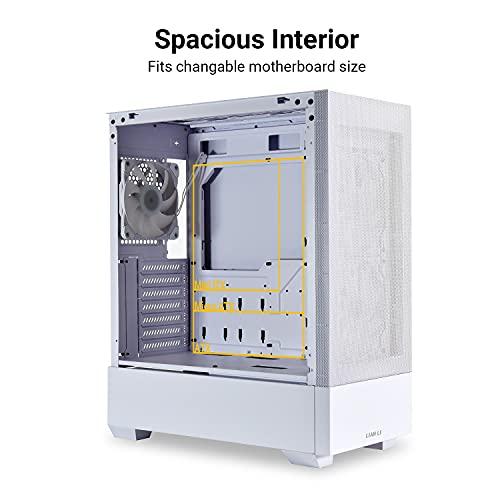 Lian Li LIAN LI Mesh Airflow ATX PC Case Gaming Computer Case Mid-Tower Chassis with 3 ARGB PWM Fans Pre-Installed, Mesh Front Panel, Tempered Glass Side Panel, Water-Cooling Ready(LANCOOL 205 MESH, White)