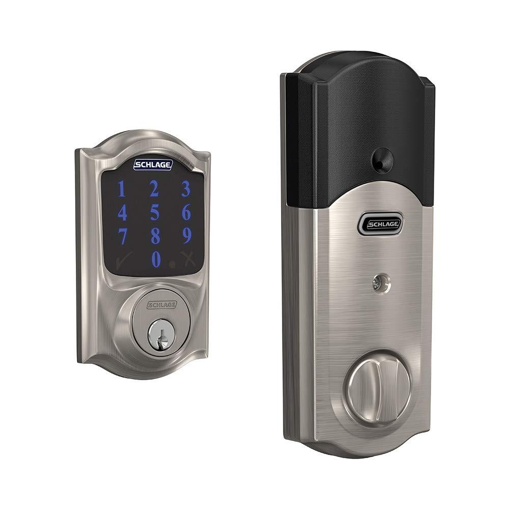 SCHLAGE SCHLAGE BE469NX Camelot Electronic Touchscreen Deadbolt C Keyway with 12344 Latch 10116 Strike Bright Brass Finish