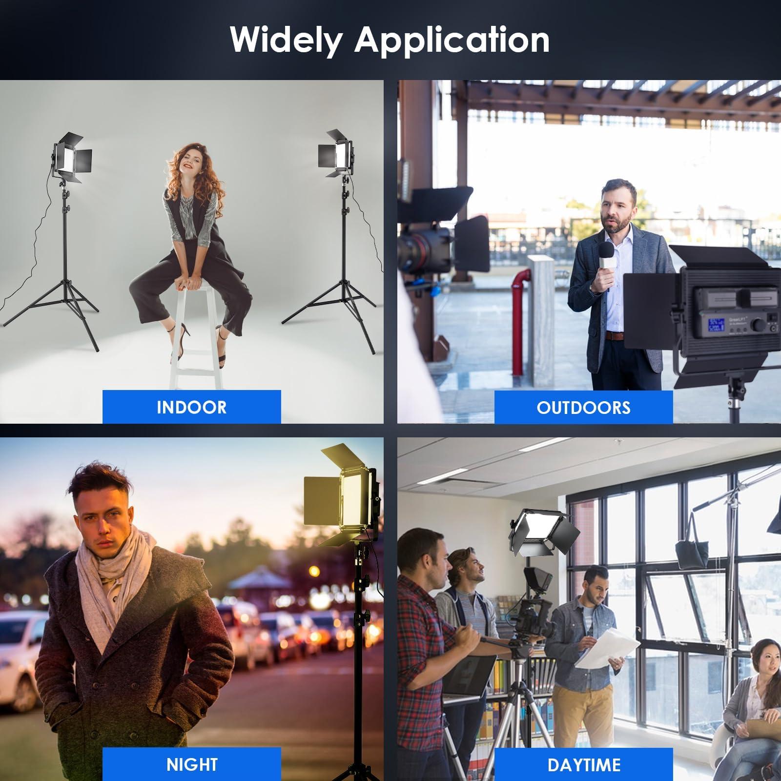 GreatLPT GreatLPT 50W 600 LED Photography Lighting with APP Control & Stand Kit, 3200K-5600K Dimmable CRI 96+ TLCI 97+ CQS 96+, 1800 Lux/1m, Bi-Color Video Light for Studio/Video Recording/Streaming/Film