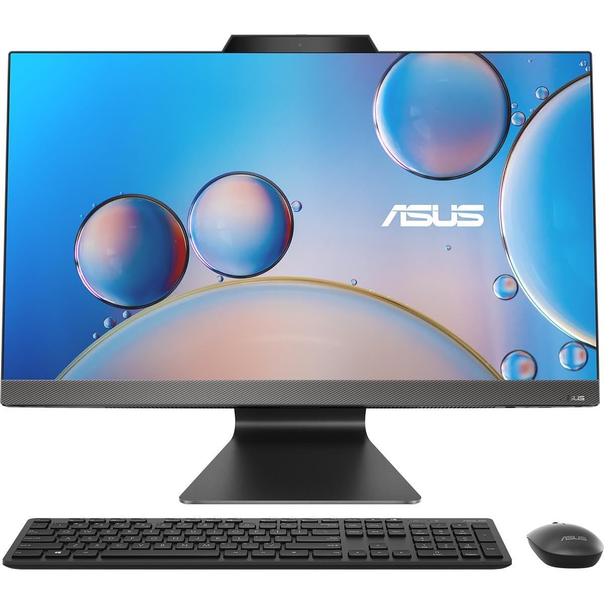 ASUS ASUS M3402 All-in-One, 23.8 FHD Touch Display, AMD Ryzen 5 7520U Processor, 16GB RAM, 512GB SSD, Windows 11 Home, Kensington Lock, Black, M3402WFA-PB504T