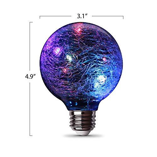 Feit Electric Feit Electric FY/G25/RGB/CR/LED 1W Decorative Fairy RGB Crackle Glass Magical Glow G25 LED Light Bulb, 4.9\" H x 3.1\" D, Multi-Color
