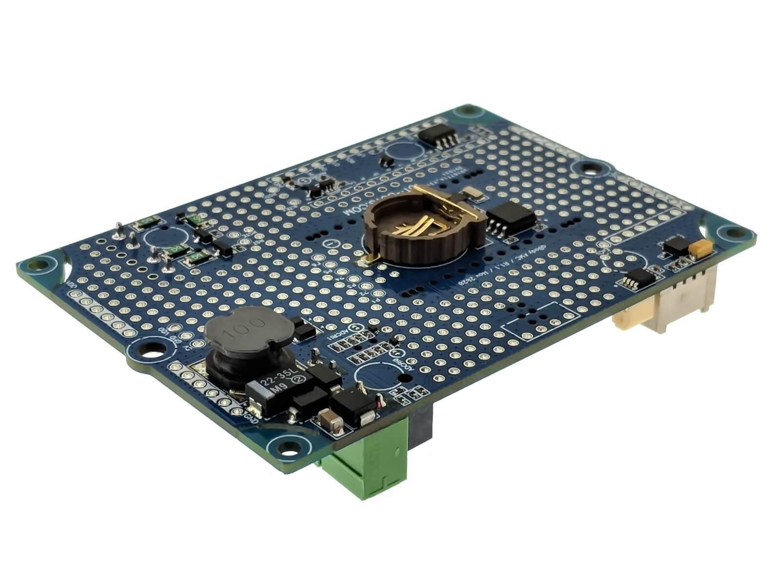 IOT-BOTS.COM qBody Arduino MKR Compatible Interface Board with installed Arduino MKR Compatible connectors, DC/DC, Temperature and Motion sensors, RTC, Serial Flash, INs / OUTs, RS485, 1-Wire,GROVE and JST I2C.