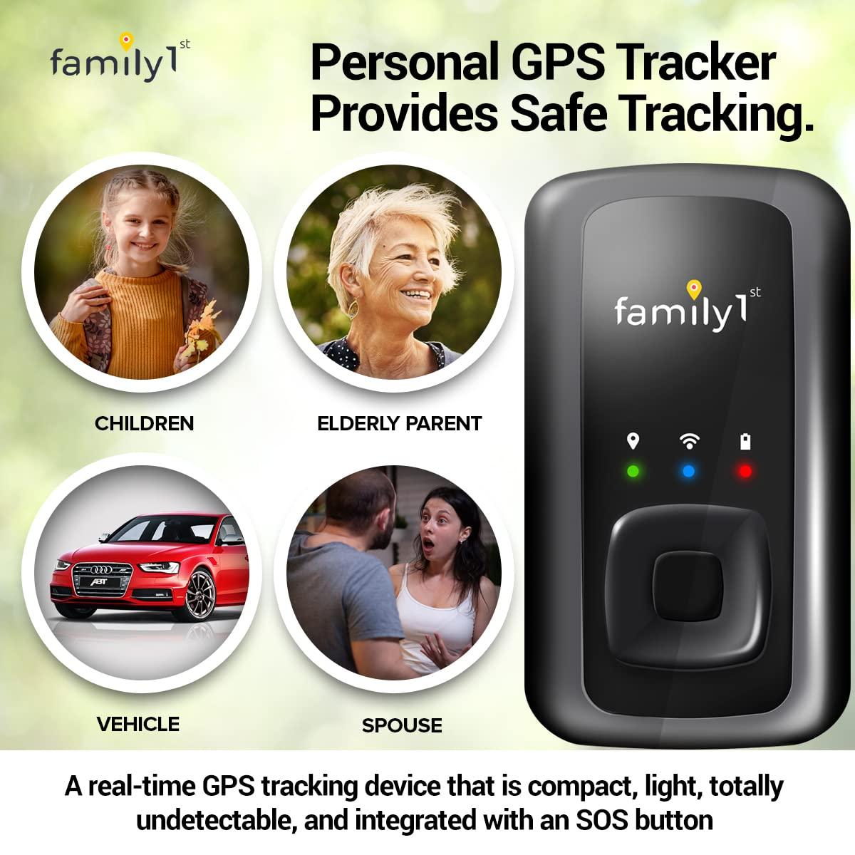 Family1st No Monthly Fee GPS Tracker - Family1st - 1 Year Subscription Included - Portable Discreet GPS Tracking Device, Compact GPS Tracker for Cars, Vehicles, Kids, Elderly, Teens