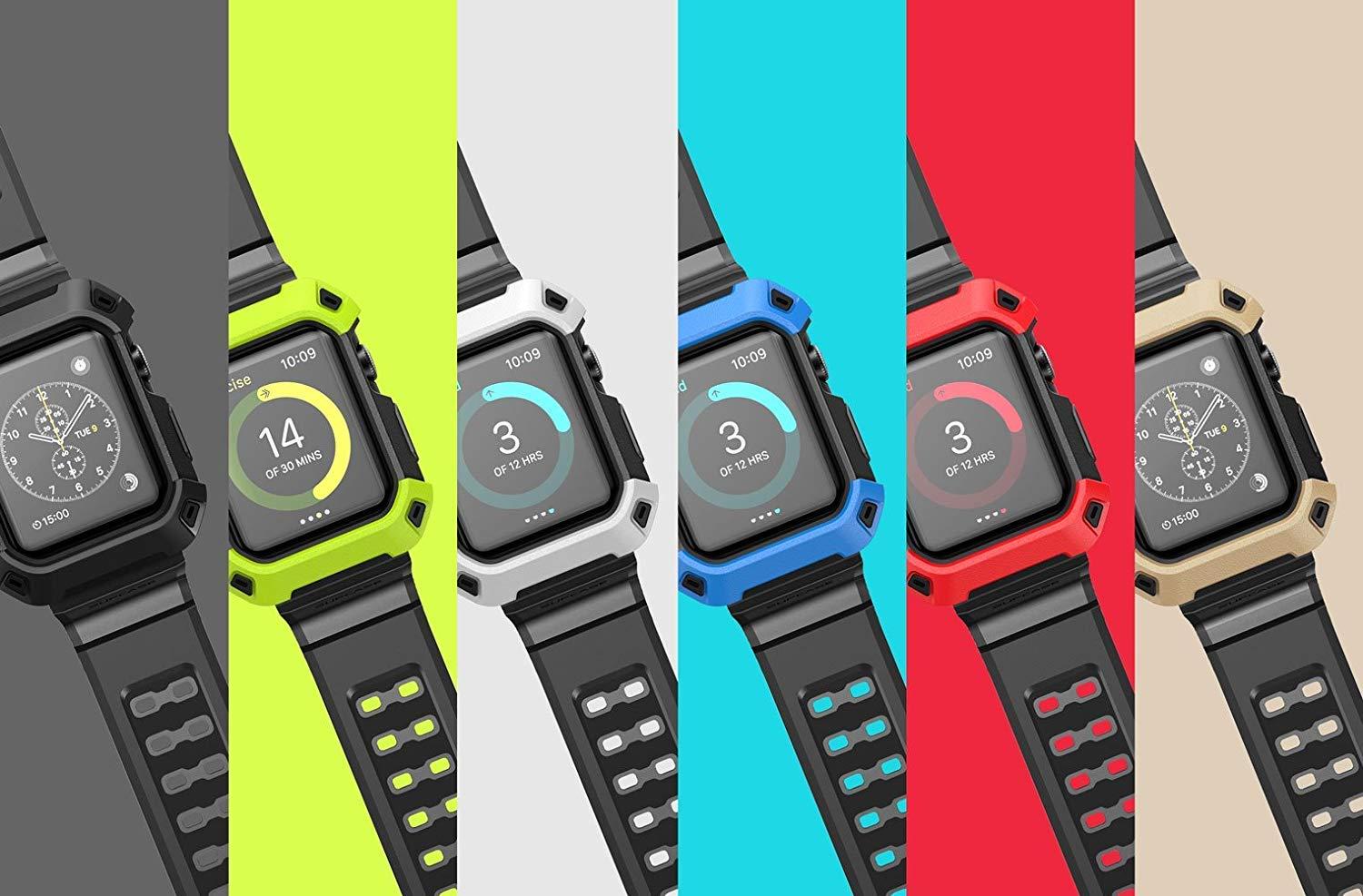 SUPCASE SUPCASE for Apple Watch 3/2/1 [42mm] Case with Band (Unicorn Beetle Pro), [Anti-Scratch] [Bumper Protector] Rugged Men Cover Sport Protective Case with Adjustable Strap Bands for iWatch 3/2/1, Red