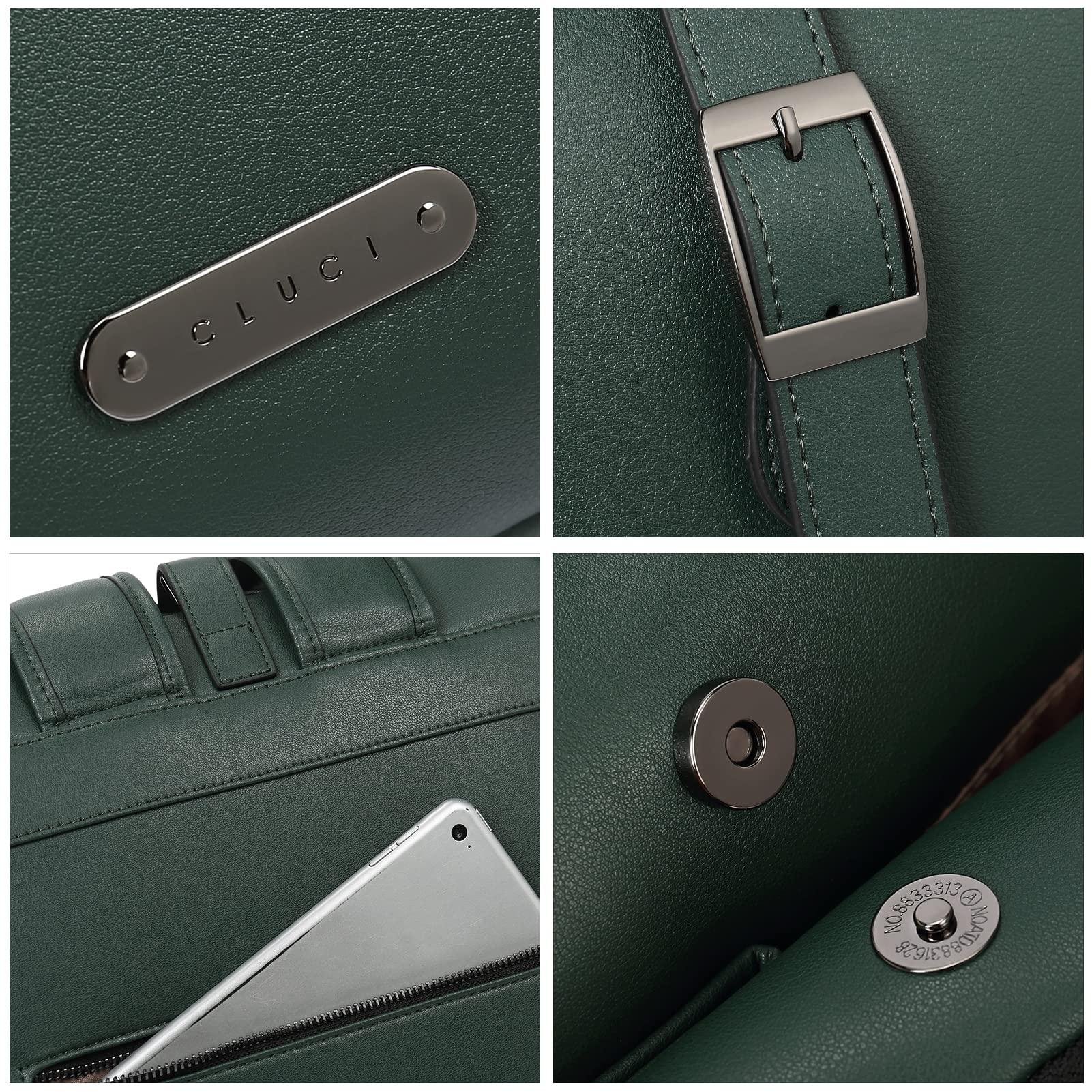 CLUCI CLUCI Leather Backpack for Women, 15.6 inch Laptop Bag, Large Genuine Work Backpack Travel Back