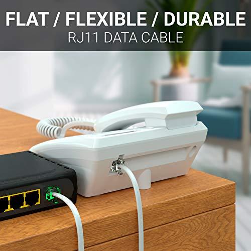 G-PLUG G-PLUG 30FT RJ11 Cable Phone Cord for Landline & Telephone Cord for RJ11 to RJ11 Devices  Smooth, Clear Connections & Optimum Quality  Durable Phone Cable with 4 Gold-Plated Contact Pins (White)