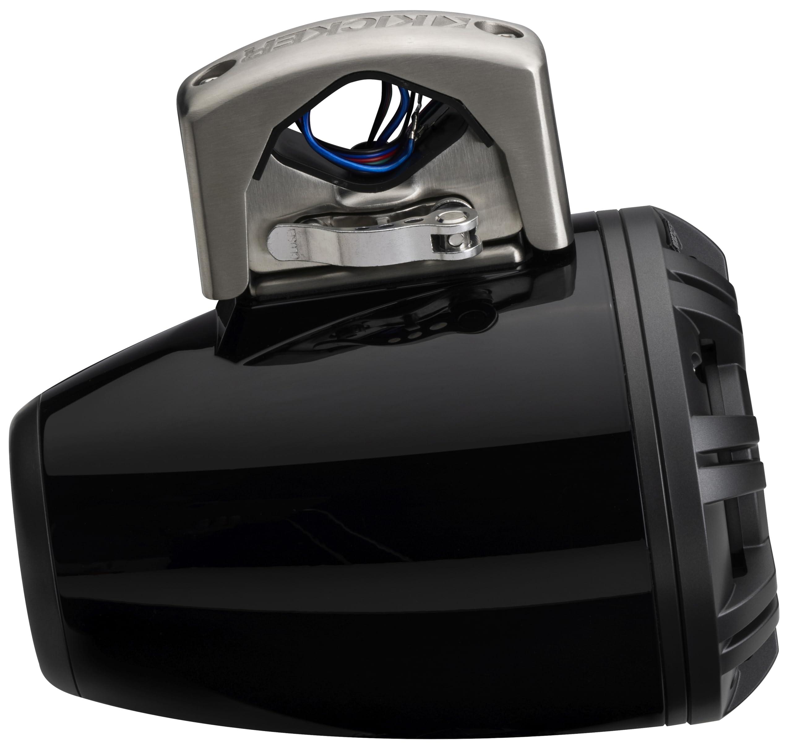 KICKER Kicker 51KMTCXL65 6.5" RGB LED Horn Loaded Compression Driver Marine Tower Speakers, Pair, Black