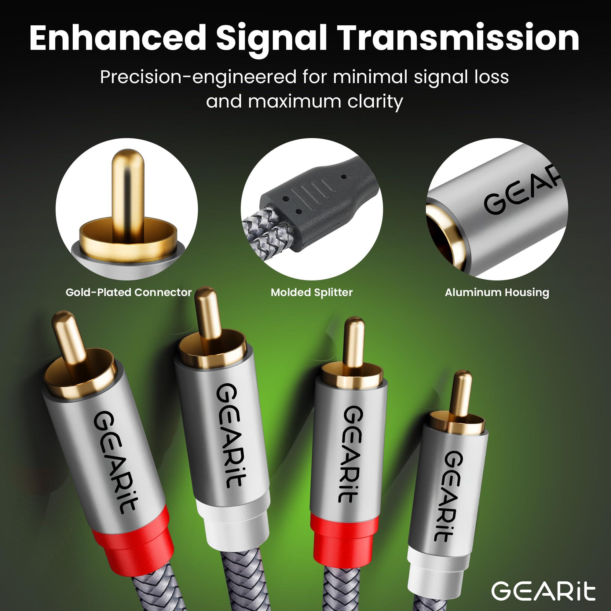 GEARit GEARit RCA Cable (15FT) 2RCA Male to 2RCA Male Stereo Audio Cables Shielded Braided RCA Stereo Cable for Home Theater, HDTV, Amplifiers, Hi-Fi Systems, Car Audio, Speakers, 15 Feet