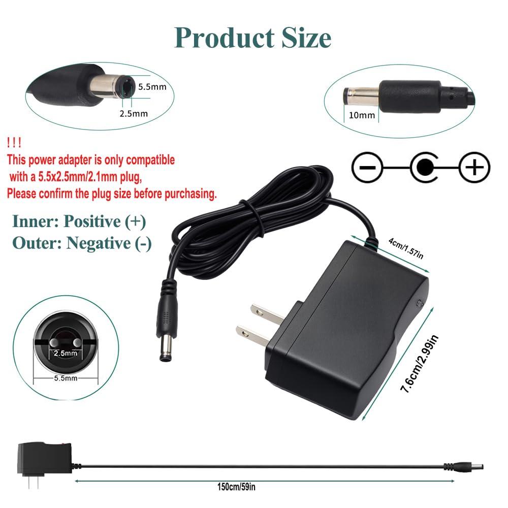 YOOFONE 5V 1A Power Supply 5W AC Adapter 100-240V 50-60Hz AC to DC 5 Volt 1 Amp Universal Wall Power Adapter Converter with 5.5x2.5mm Plug DC 5V Power Cord for for Routers Toys Recorder Speaker