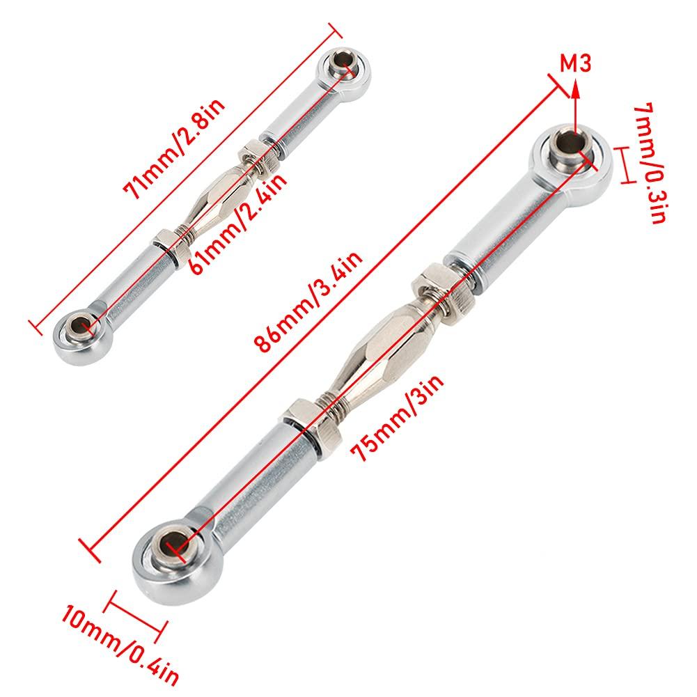 MUNEFE MUNEFE RC Stee Links, RC Car Push Rod, RC Stee Rod Links, Suitable for Ensu The Reliable Performance of Your Rc Model(Sier)