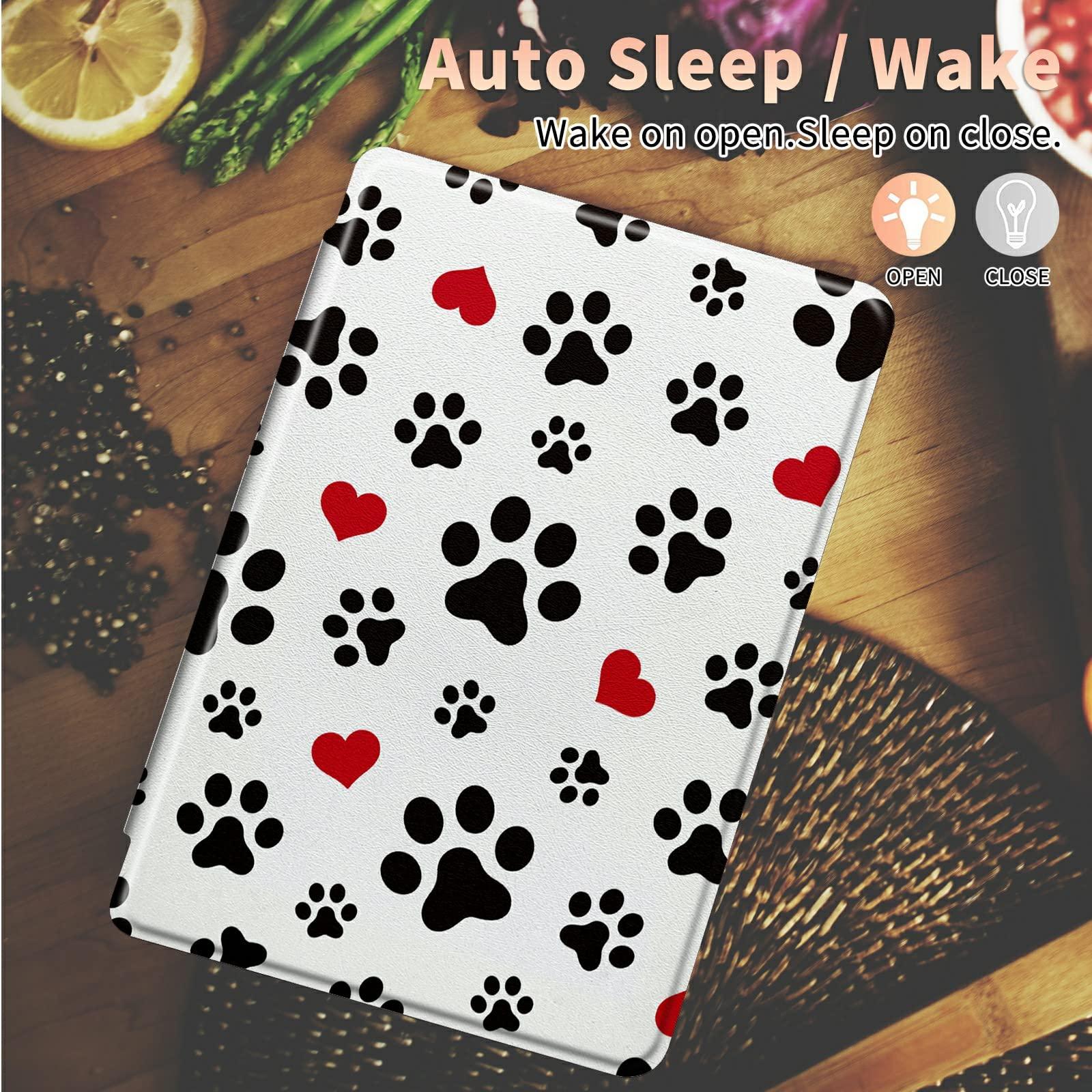 BWEGRHE Cute Dog Paw Prints Case for Samsung Galaxy Tab S8 Plus 2022/S7 FE 2021/S7 Plus 2020 12.4 Inch, 360 Degree Rotating Folding Stand Multiple Viewing Angles Case with Auto Sleep/Wake