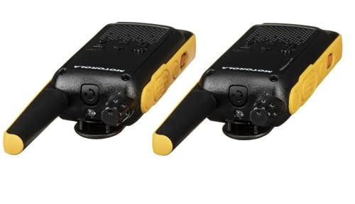 Motorola Solutions Motorola Talkabout T470 Two Way Radio 4-Pack Walkie Talkies Black/Yellow 22 Channels with PTT Earpieces Dual Chargers