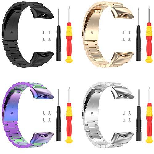 Bangyee Compatible with Garmin Forerunner 45, Forerunner 45S Watch Bands for Women Men, Stainless Steel Metal Replacement Band Straps Wristbands Bracelet for Garmin Swim 2, Forerunner 45 (Purple)