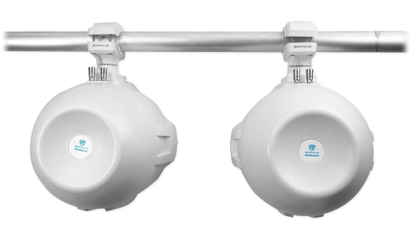 Rockville Rockville (8) RWB90W White 8" 300w Marine Wakeboard 360 Swivel Tower Speakers