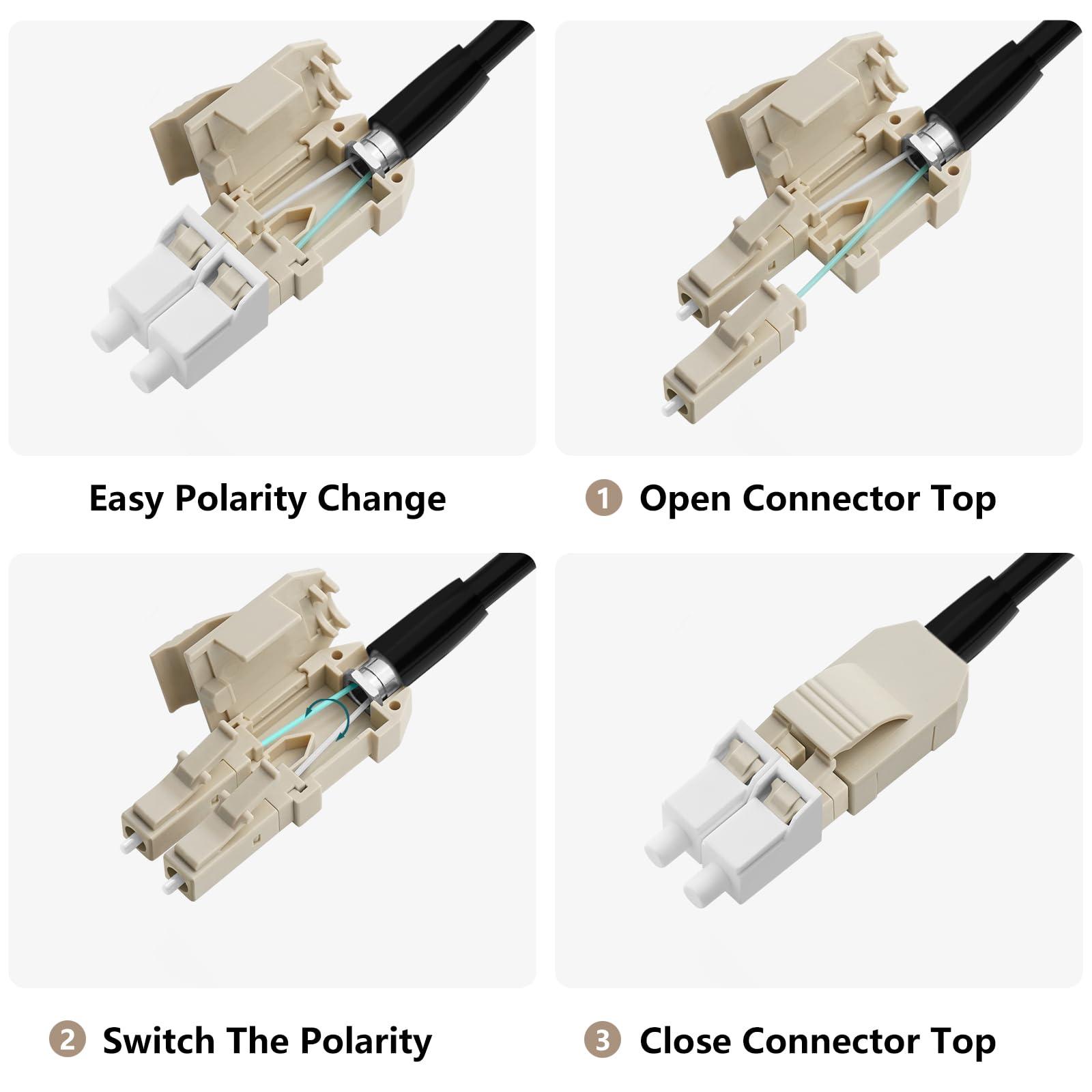 FLYPROFiber FLYPROFiber- OM3 LC to LC Fiber Patch Cable Outdoor Armored 300m/984ft, Duplex Multimode, Uniboot Industrial TPU, with Pulling Eye Kit, 10GB/40GB, 50/125um, OD-5mm