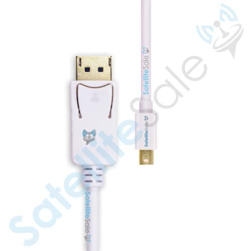 SatelliteSale SatelliteSale Mini DisplayPort to Display Port DP Cable Male to Male 4K/30Hz 8.64Gbps Universal Wire PVC White Cord 3 feet