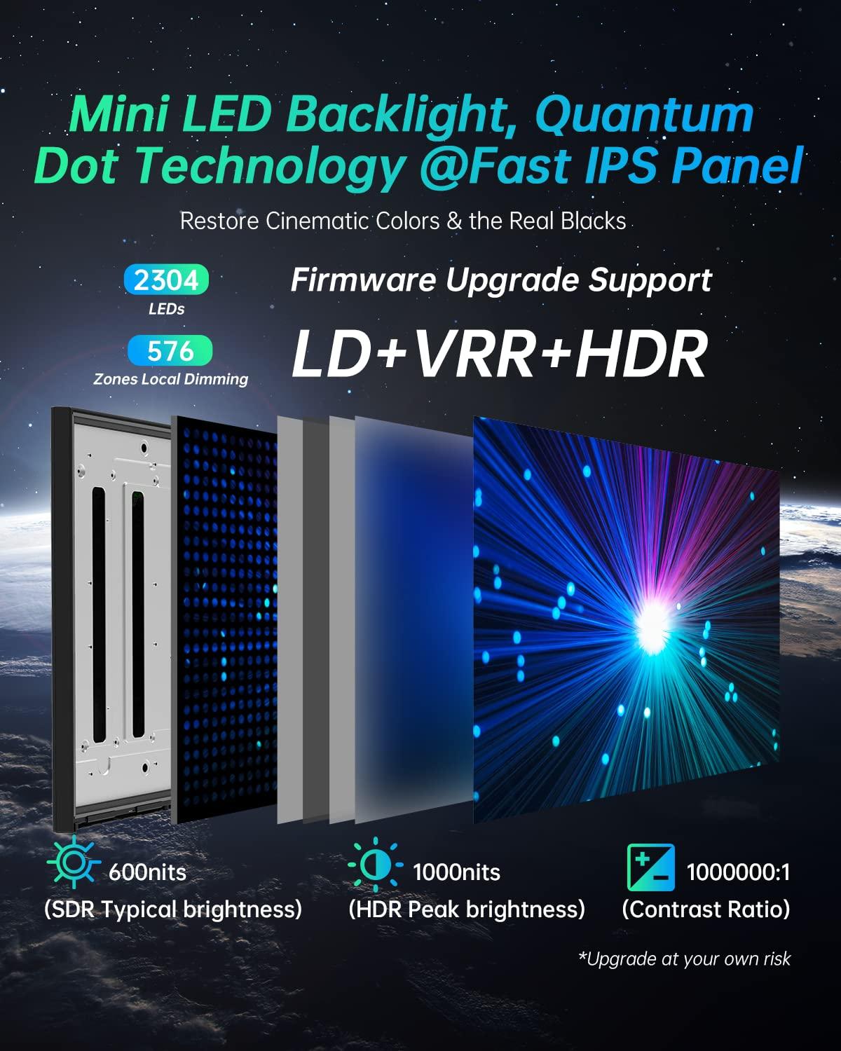 KTC KTC 27 Inch 4K Gaming Monitor, Mini LED Monitor, Fast IPS, HDR1000, Built-in Speakers, HDMI2.1, DP1.4, Type-C 90W, 160Hz/144Hz Computer Monitor, Vesa Wall Mount PC Monitor