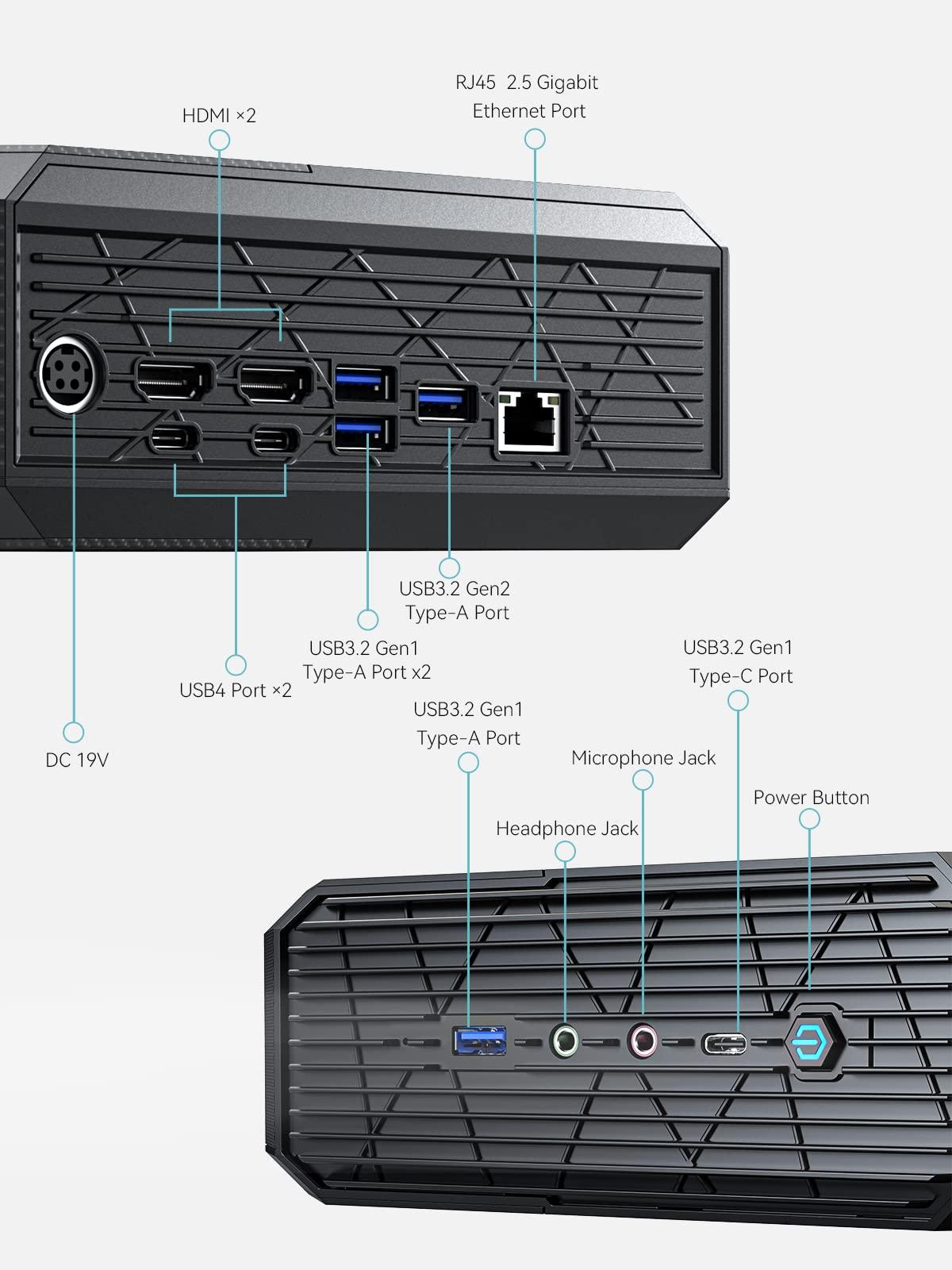 MINISFORUM MINISFORUM HX99G Neptune Mini PC AMD Ryzen 9 6900HX 64GB DDR5 RAM 1TB SSD AMD Radeon RX 6600M Mini Computer Wi-Fi 6E/BT5.2, 2xHDMI / 2X USB4 Port, 2X Slot PCIe/SATA SSD, 5X USB3.2 Port for Gaming