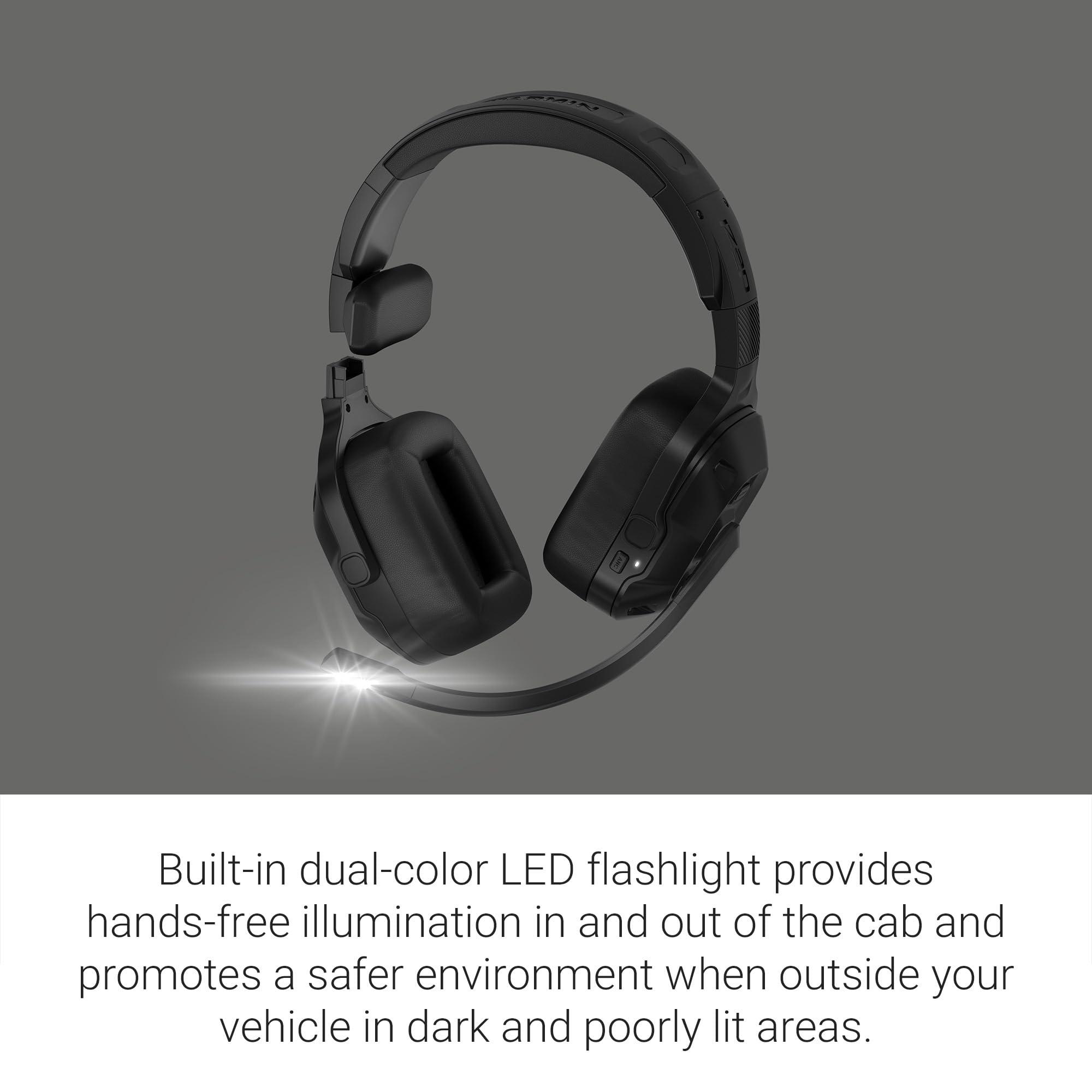 Garmin Garmin dzl Headset 210, 2-in-1 Premium Trucking Headset, Active Noise Cancellation, Long Battery Life, 60 Hours of Talk Time, Built-in LED Flashlight, Convertible Design