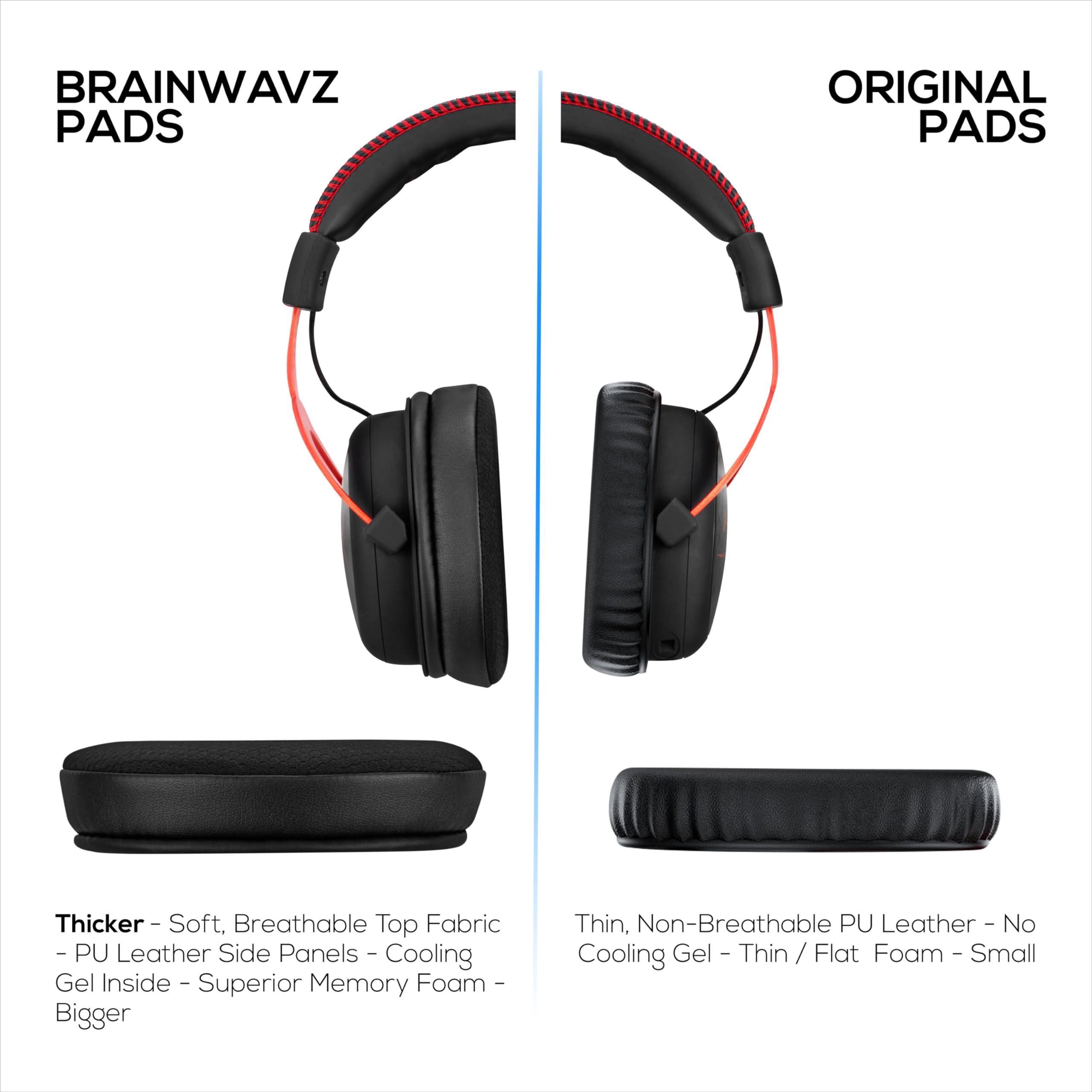 BRAINWAVZ Brainwavz Hybrid Earpads for HyperX Cloud 1, 2/2 Wireless, Core, Flight/Flight S, Alpha/Alpha S Headsets & More, Soft Breathable Fabric, Cooling Gel, Extra Comfort, Durable & Long Lasting