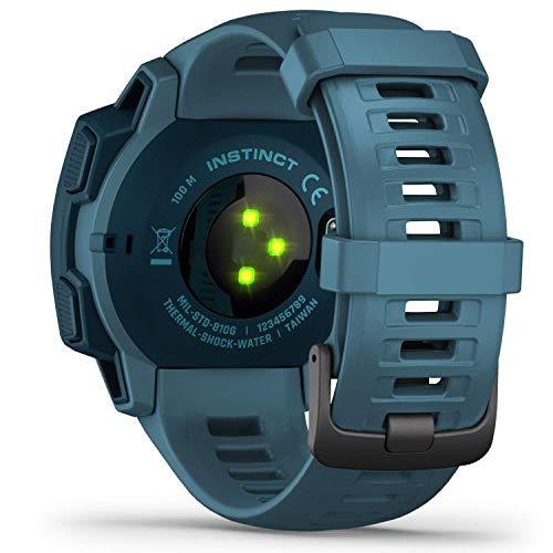 Garmin Garmin Instinct, Rugged Outdoor Watch with GPS, Features GLONASS and Galileo, Heart Rate Monitoring and 3-Axis Compass, Lakeside Blue (Renewed)