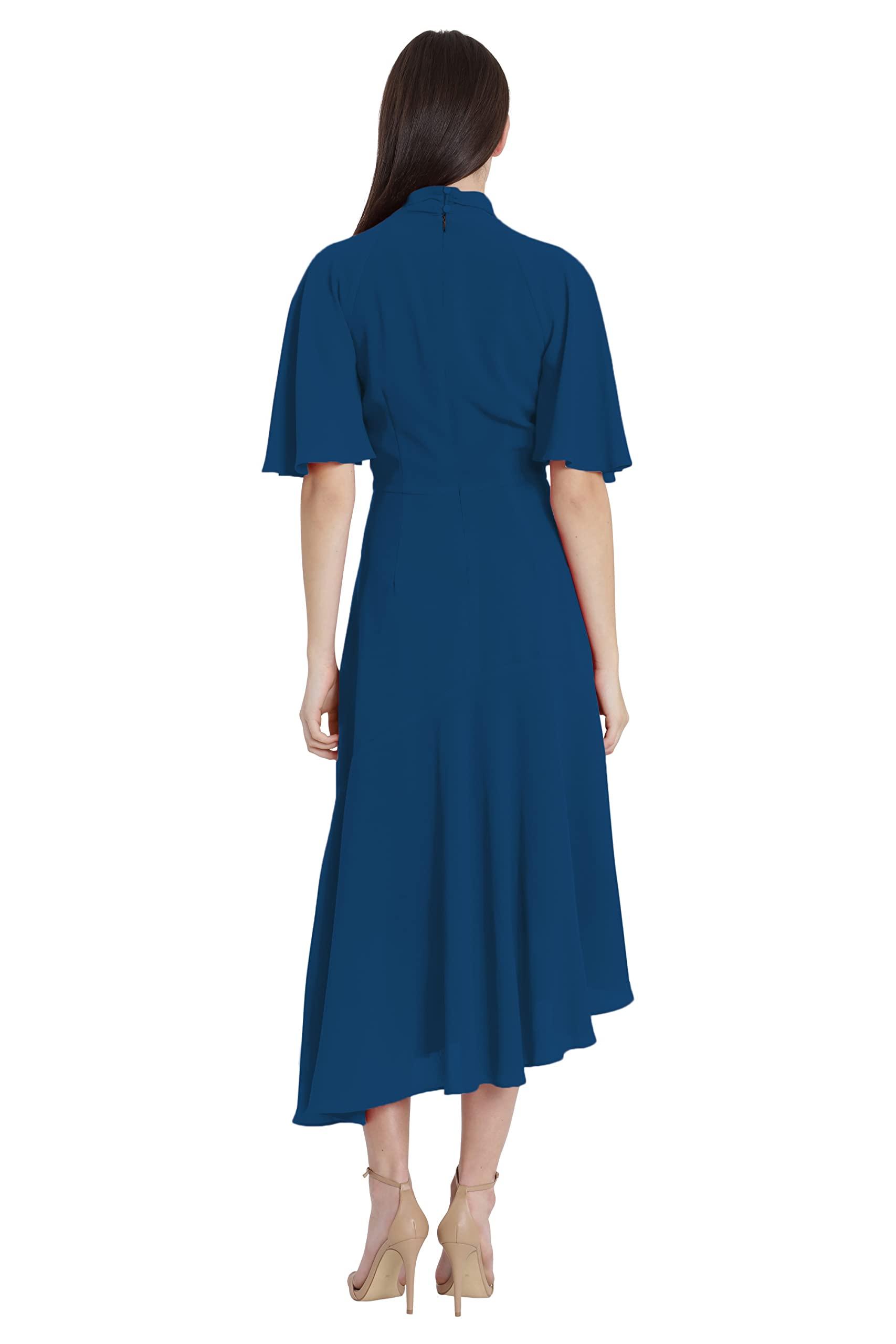 Maggy London Maggy London Women's Sophisticated Twist Neck Detail Dress Workwear Office Career Occasion Event Guest of, Dark Denim