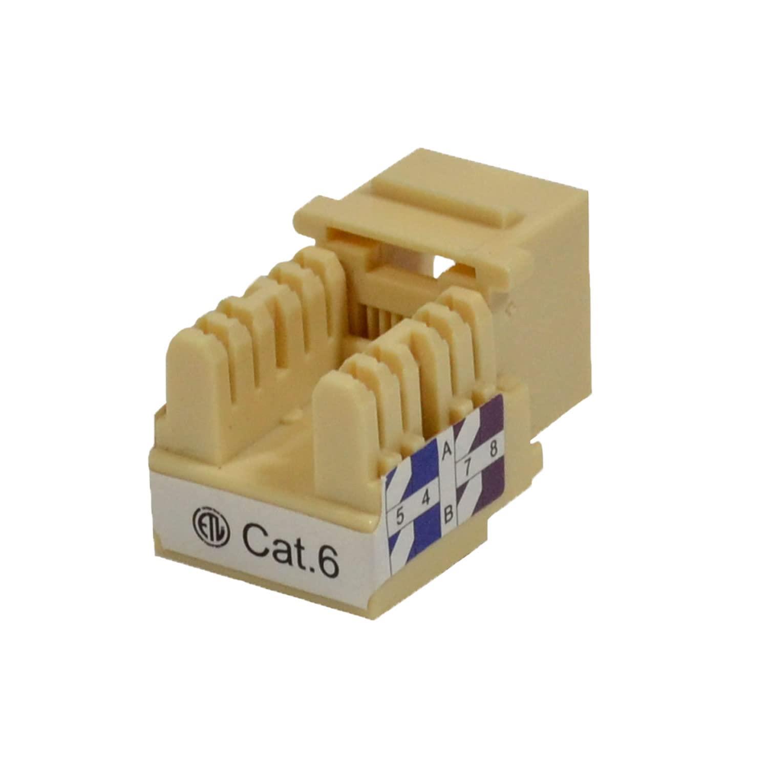 LOGICO LOGICO 1 Piece Cat6 Keystone Jacks Ivory with Dust Cap 22-26 AWG PCB Female RJ45 Connectors for Network Ethernet Wall Jack Insert | Cat6 110 Punch Down Block Socket 8-Port, 8-Connector (8P8C)