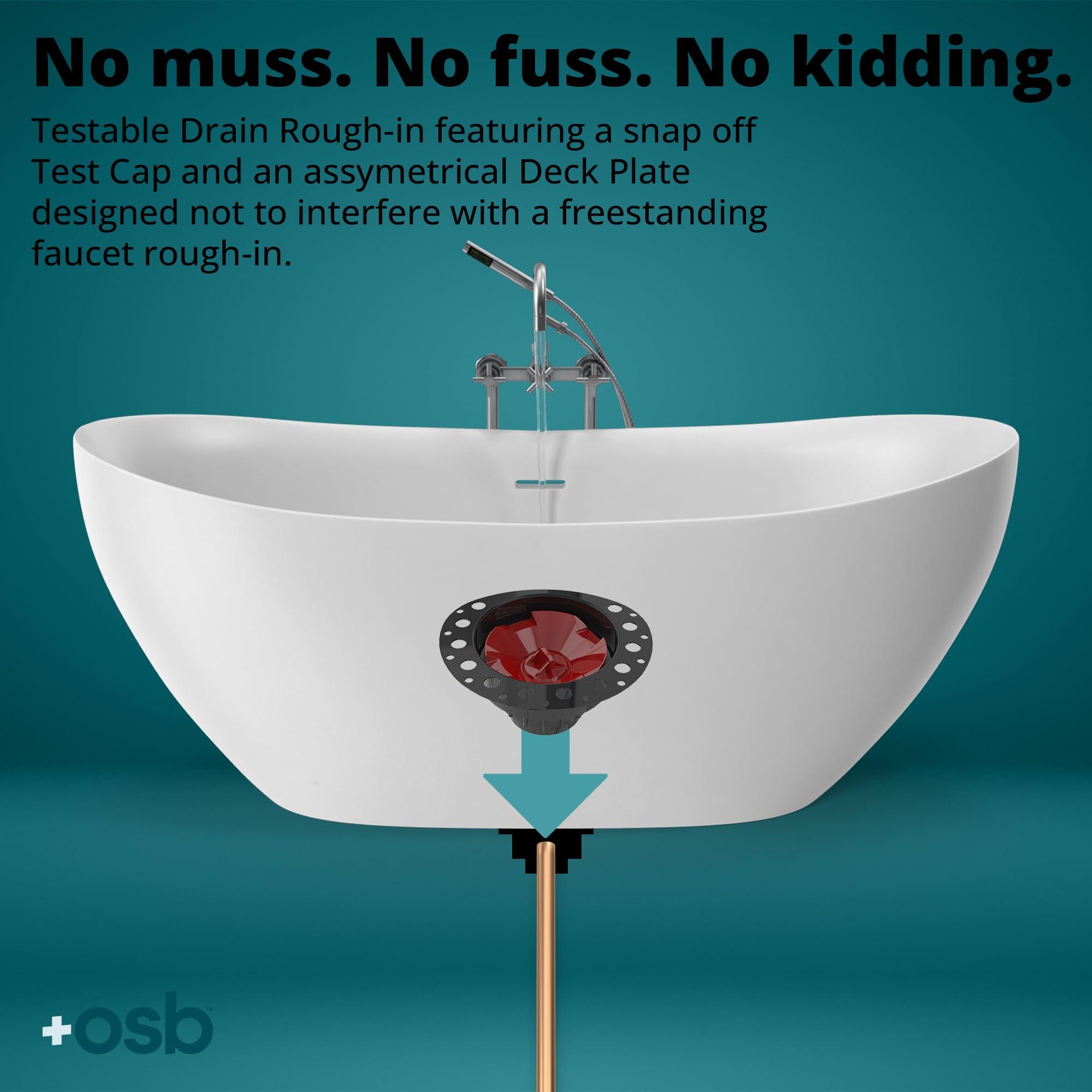 osb OS&B ABS Island Tub Drain Rough-in for Freestanding Bathtub, Simplifies Installation, Water, Air, and Smoke Testable Tub Drain, Designed for 8\"/10\" Joist Space, Plumbing Supplies