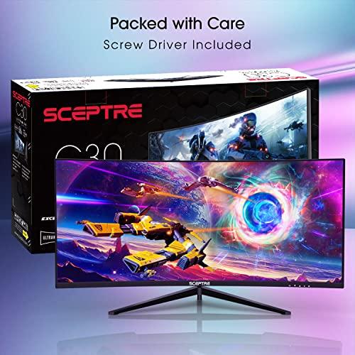 Sceptre Sceptre 30-inch Curved Gaming Monitor 21:9 2560x1080 Ultra Wide/ Slim HDMI DisplayPort up to 200Hz Build-in Speakers, Metal Black (C305B-200UN1)