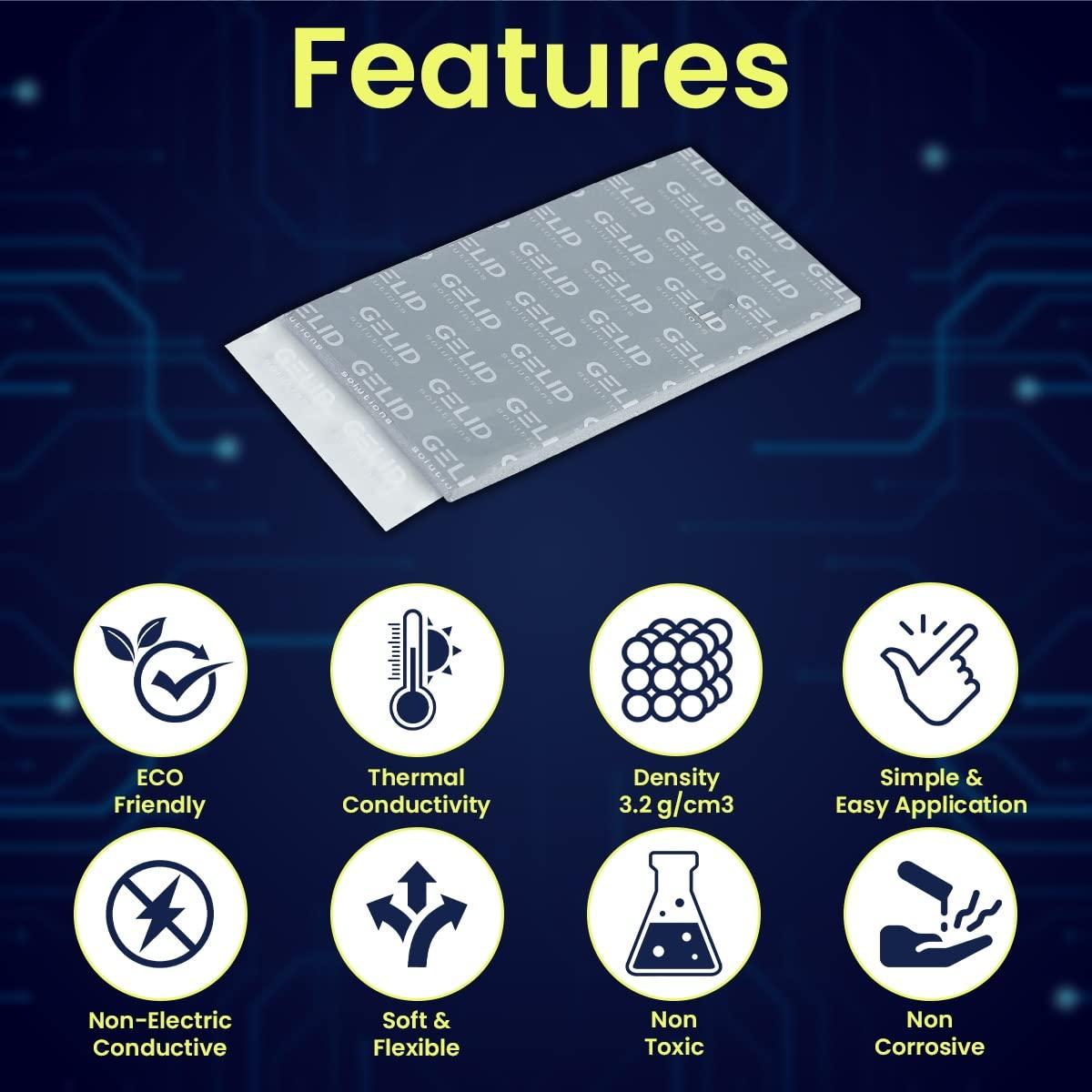 Gelid Solutions Gelid Solutions GP-Extreme Thermal Pad 80 x 40 x 2.0 mm Excellent Heat Conduction, Ideal Gap Filler Easy Installation Thermal Conductivity 12W