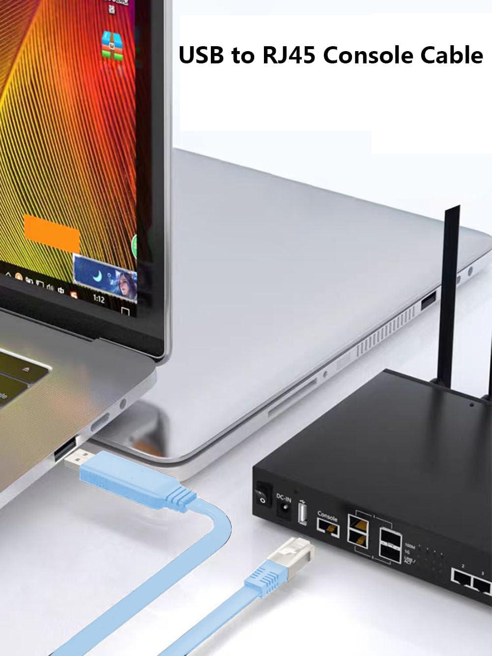 JUEJUEZI USB Console Cable, 6FT USB to RJ45 Serial Adapter for Cisco, Compatible with Routers/Switches (Windows/Mac/Linux Support)