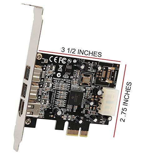 Syba Syba SY-PEX30016 3 Port IEEE 1394 Firewire 1394B & 1394A PCIe 1.1 x1 Card TI XIO2213B Chipset Requires Legacy Driver for Windows 8 10