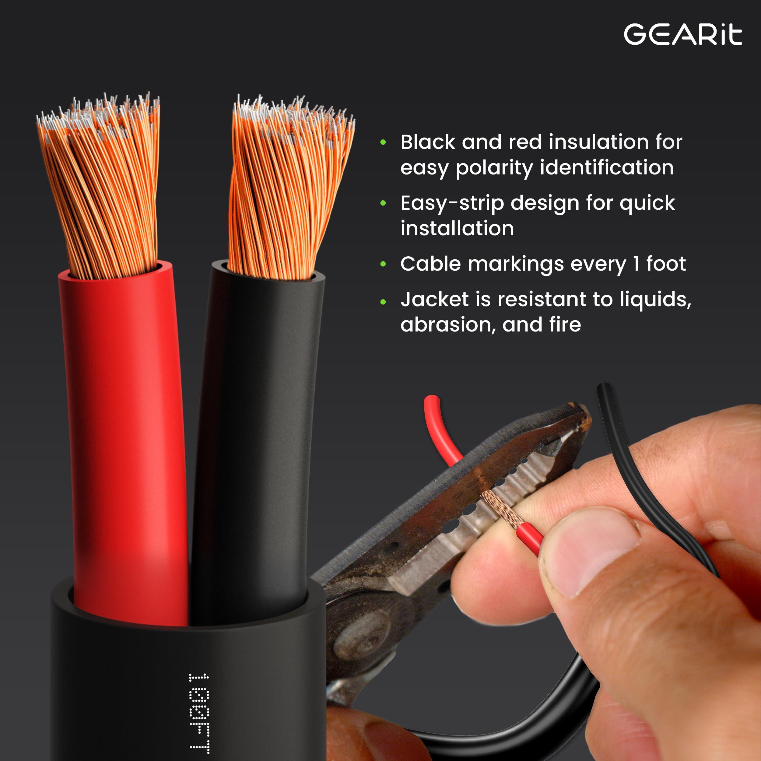 GearIT GearIT 14/2 Speaker Wire (100 Feet) 14 Gauge (Copper Clad Aluminum) - Outdoor Direct Burial in Ground/in Wall / CL3 CL2 Rated / 2 Conductors - CCA, Black 100ft
