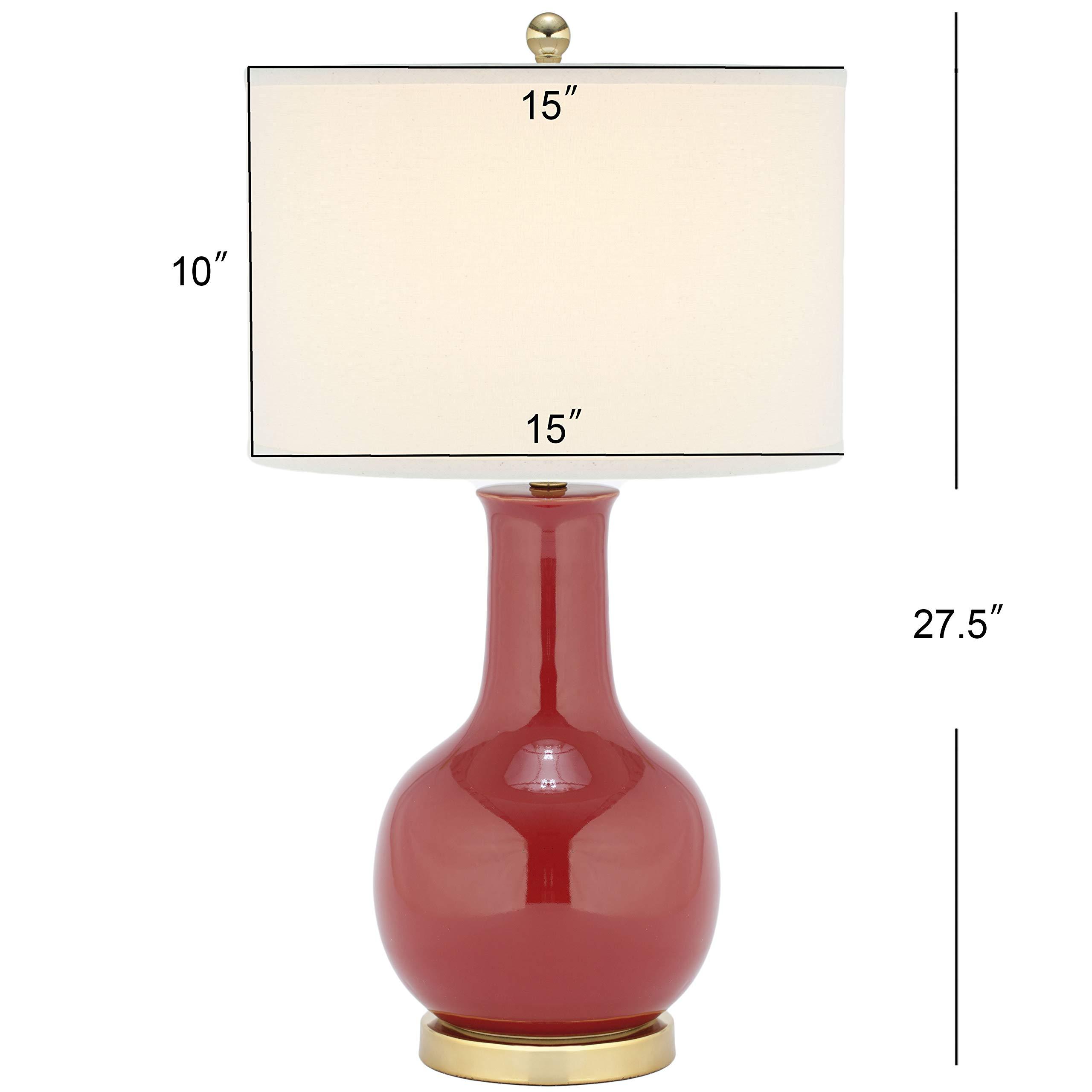 Safavieh SAFAVIEH Lighting Collection Paris Modern Red Ceramic 28-inch Bedroom Living Room Home Office Desk Nightstand Table Lamp (LED Bulb Included)