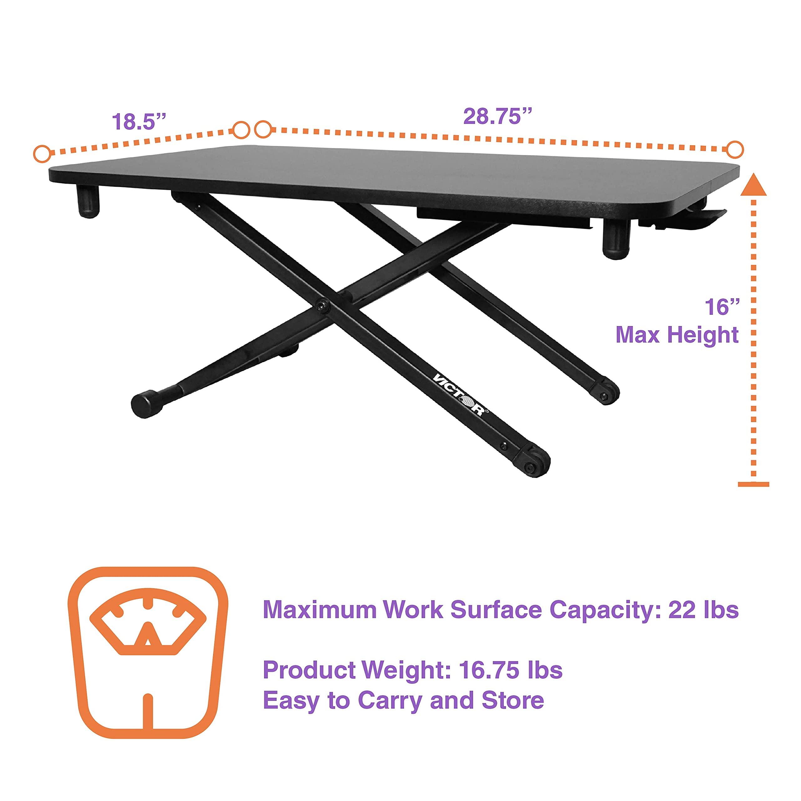 Victor Victor DCX129 High Rise Collection Adjustable Standing Desk for Laptops 29x18.5 Black
