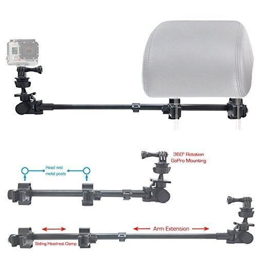 ChargerCity ChargerCity Dual Post Telescopic Headrest Mount for GoPro Hero & Action Cameras