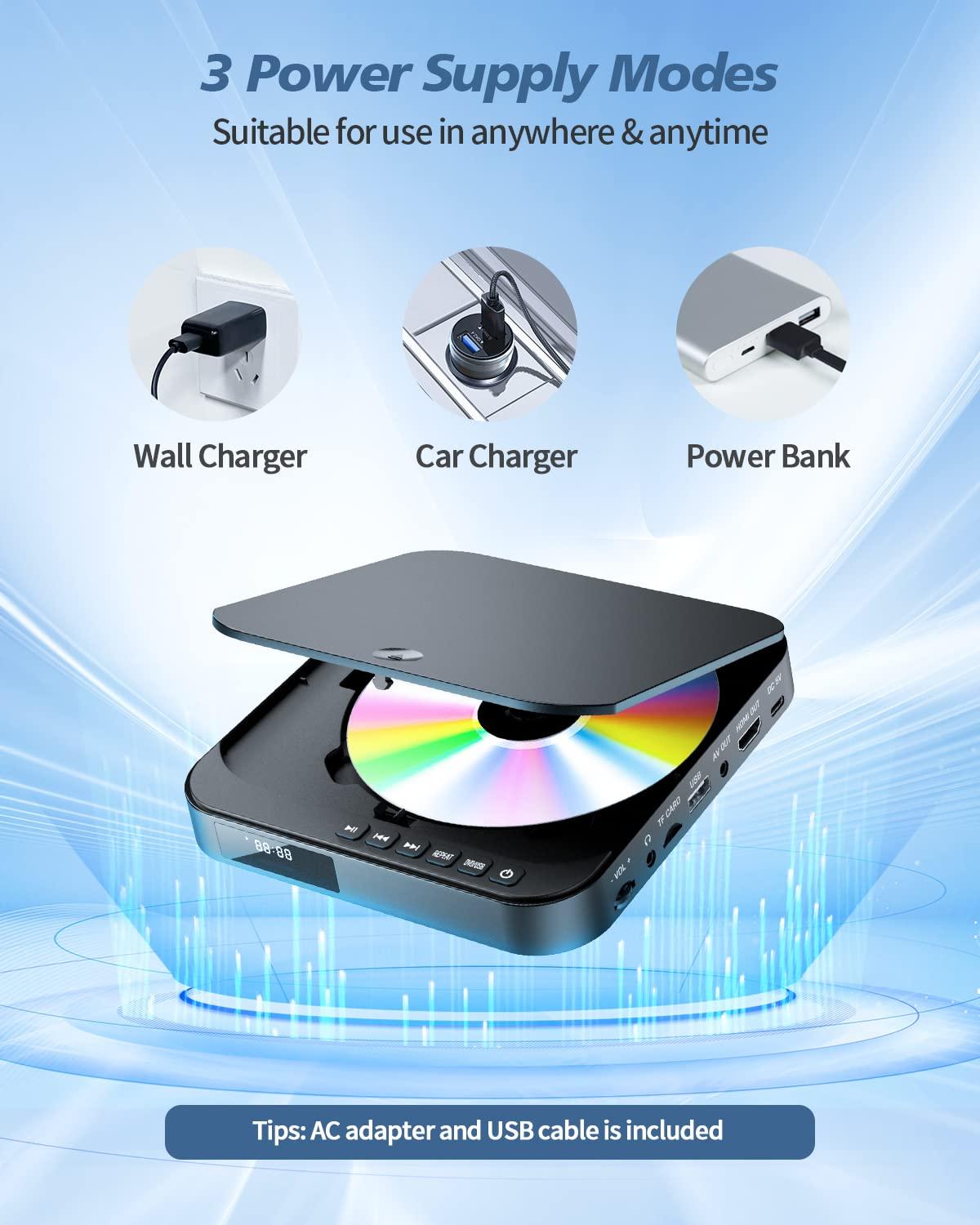 Desobry DESOBRY Mini DVD Player - 1080P HD Compact Player for TVs with HDMI, All Region Free, CD/DVD, USB/TF Card, Remote Control, PAL/NTSC Support