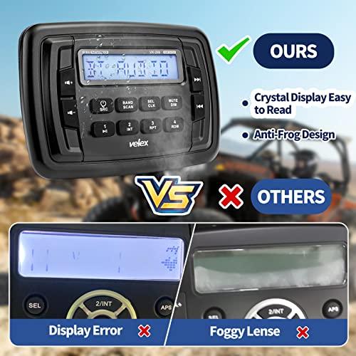 velex Velex Powersport Marine Stereo Radio AM FM Tuner Stereo 4 x 45W Bluetooth Streaming UTV ATV