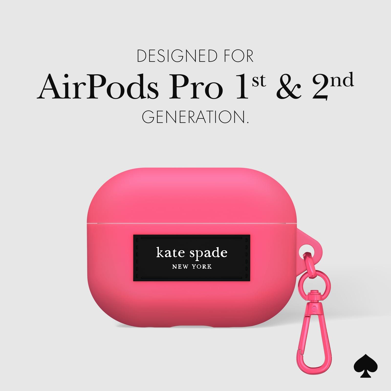 kate spade new york kate spade new york AirPods Pro 2nd / 1st Generation case with Keychain Ring - Pom Pom Pink, Silicone Cover for AirPods Pro 2nd / 1st Generation