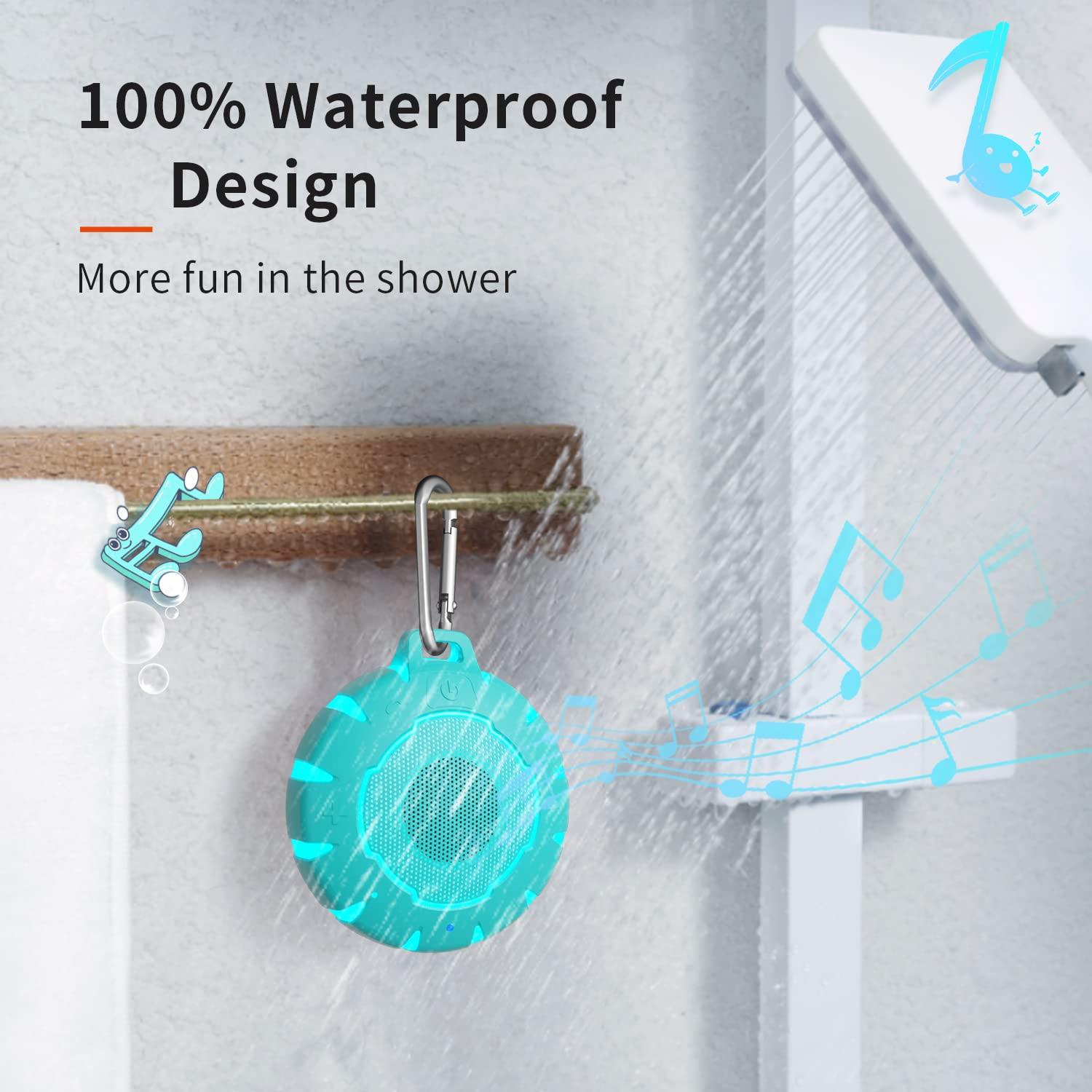 HEYSONG HEYSONG Waterproof Shower Bluetooth Speaker, Durable & Portable with Clear Sound, Ideal for Shower, Pool, Beach & Kayaking Great Gift for Girls, Women & Men