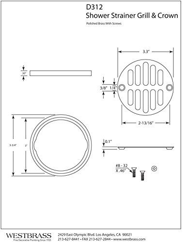 Westbrass Westbrass Shower Strainer Set with Screws, Grill and Crown, Matte Black, D312-62