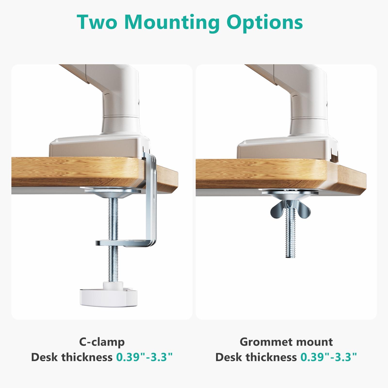 WALI WALI Single Monitor Arm Mount Stand, Adjustable Gas Spring Arm Monitor Mount for Display up to 32 Inch,19.8lbs Capacity (GSMP001W), White