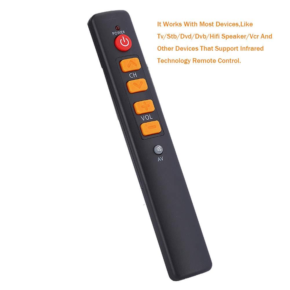 Lelukee Big Button Learning Remote Control for Elderly,2Pack Universal Seniors Programmable Large 5 Keys Remote Control for TV/STB/DVD/DVB/HiFi/VCR, etc.