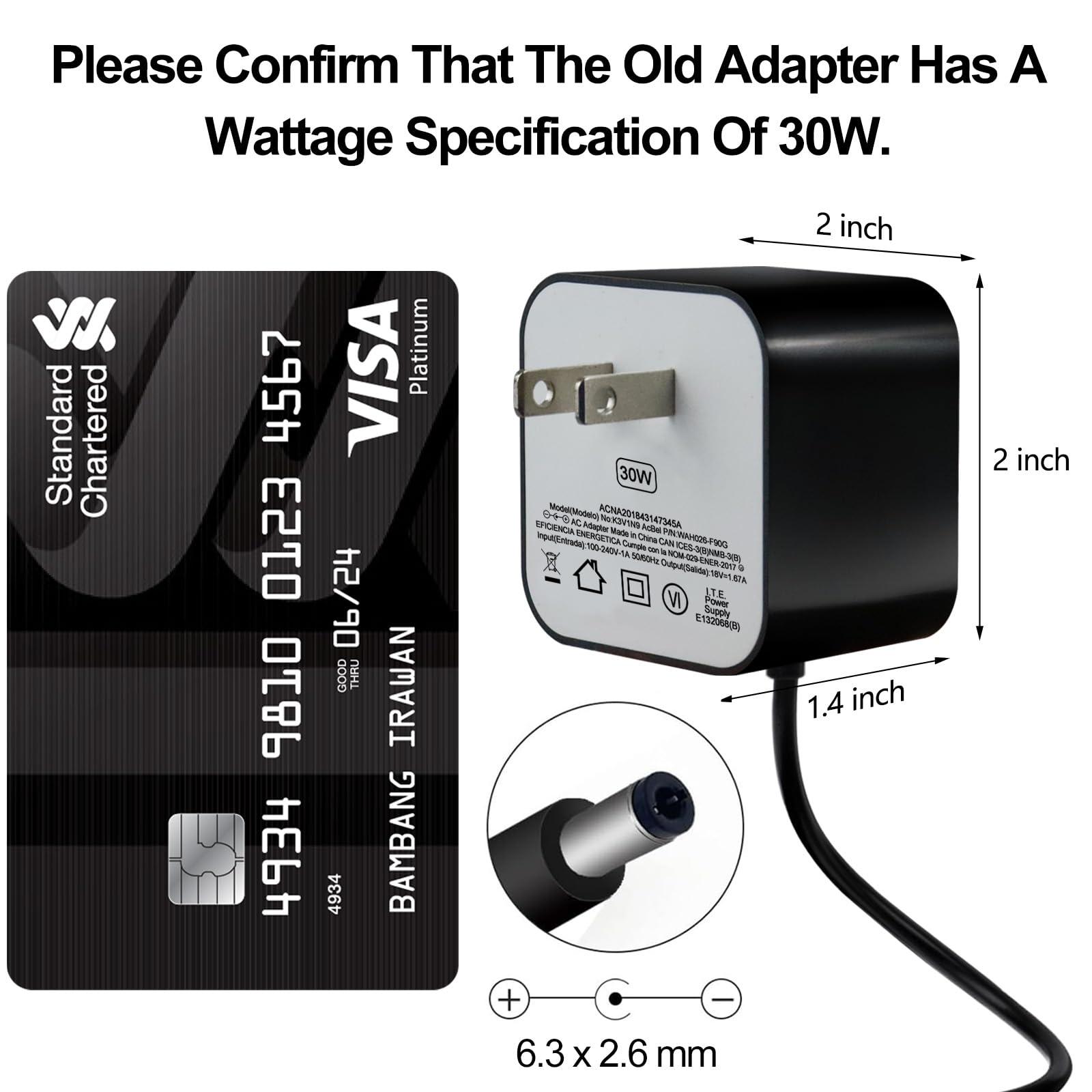 ZTTXL ZTTXL 30W Power Adapter for Echo (4th Gen), Echo (3rd Gen), Echo Show 10 (3rd Gen), Echo Show (2nd Gen), Echo Show 8, and Echo Plus (2nd Gen), 5.8Ft AC Adapter Power Cord