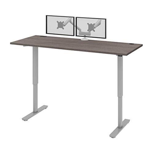 Bestar Bestar Upstand Standing Desk with Dual Monitor Arm, Ergonomic Electric Table for Home Office, 72W x 30D, Bark Grey