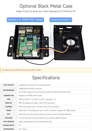 waveshare Waveshare CM4-IO-BASE-B for Raspberry Pi Compute Module 4 Bundle with USB HDMI Adapter (6 Items)