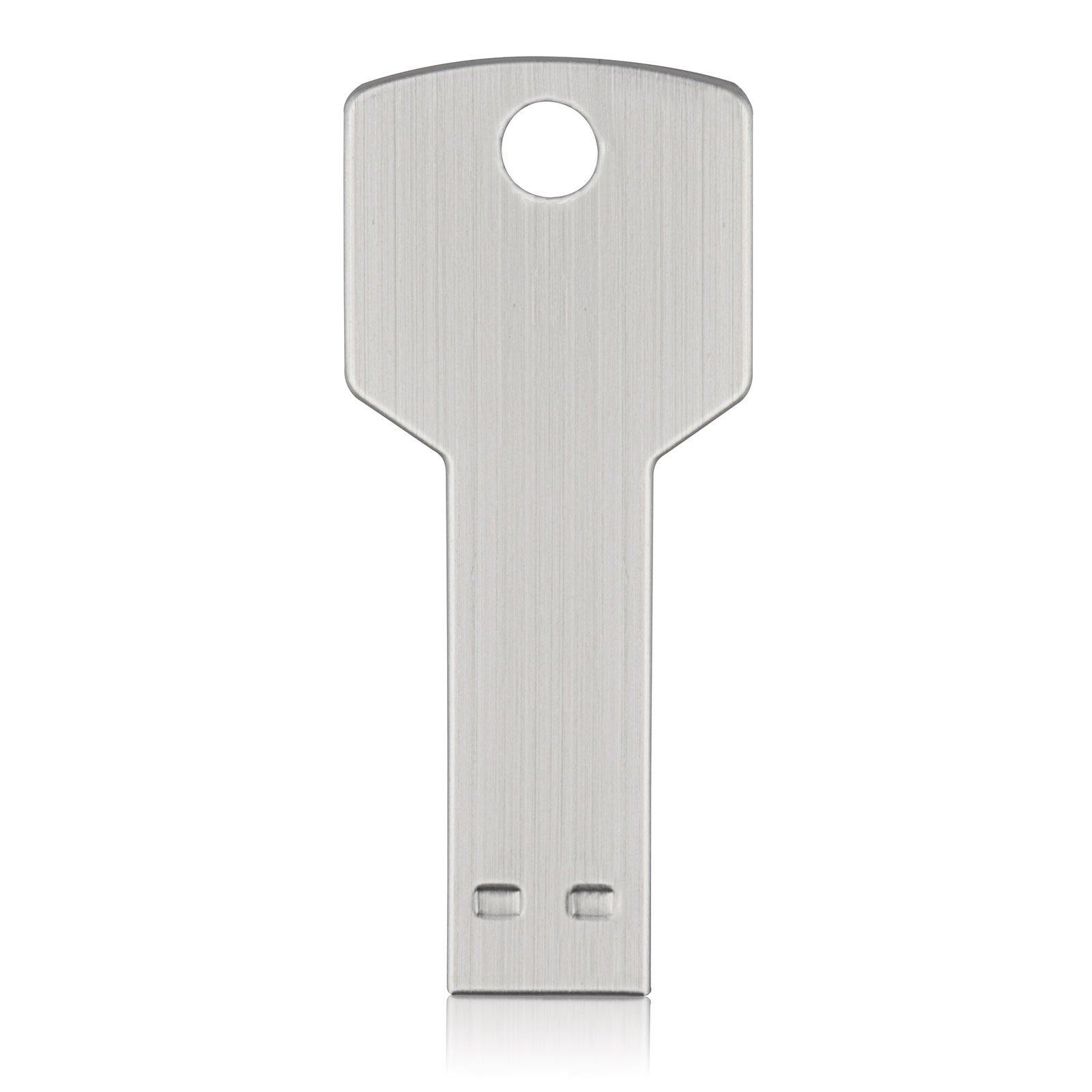 Bucenale Custom Logo USB Flash Drive Bulk Personalized USB 2.0 Key Shape Memory Stick with Keychain and USB C Adapter Double-Sided Printed Free Thumb Drive Pen Drive - as Promotional Gifts(128MB,50PACK)