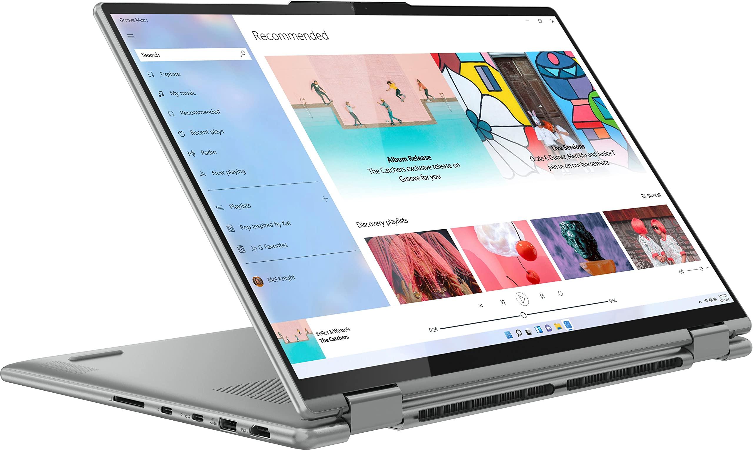 Lenovo Lenovo ENOVO Yoga 7i 2-in-1 Laptop 16'' 2.5K Touchscreen12th Core i7-1260P Iris Xe Graphics 16GB RAM 512GB SSD WI-FI 6E Thunderbolt 4 Backlit KB w/ FP Windows 11 RATZK 32GB USB, Arctic Grey, (82QG)