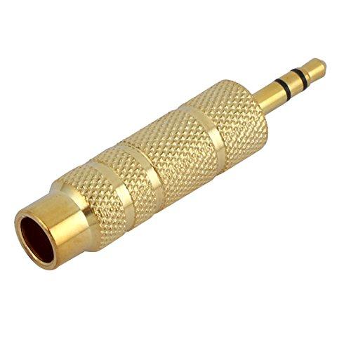 uxcell uxcell 3.5mm Stereo Male Mono Connector to 6.0mm Mono Female Adapter Golden
