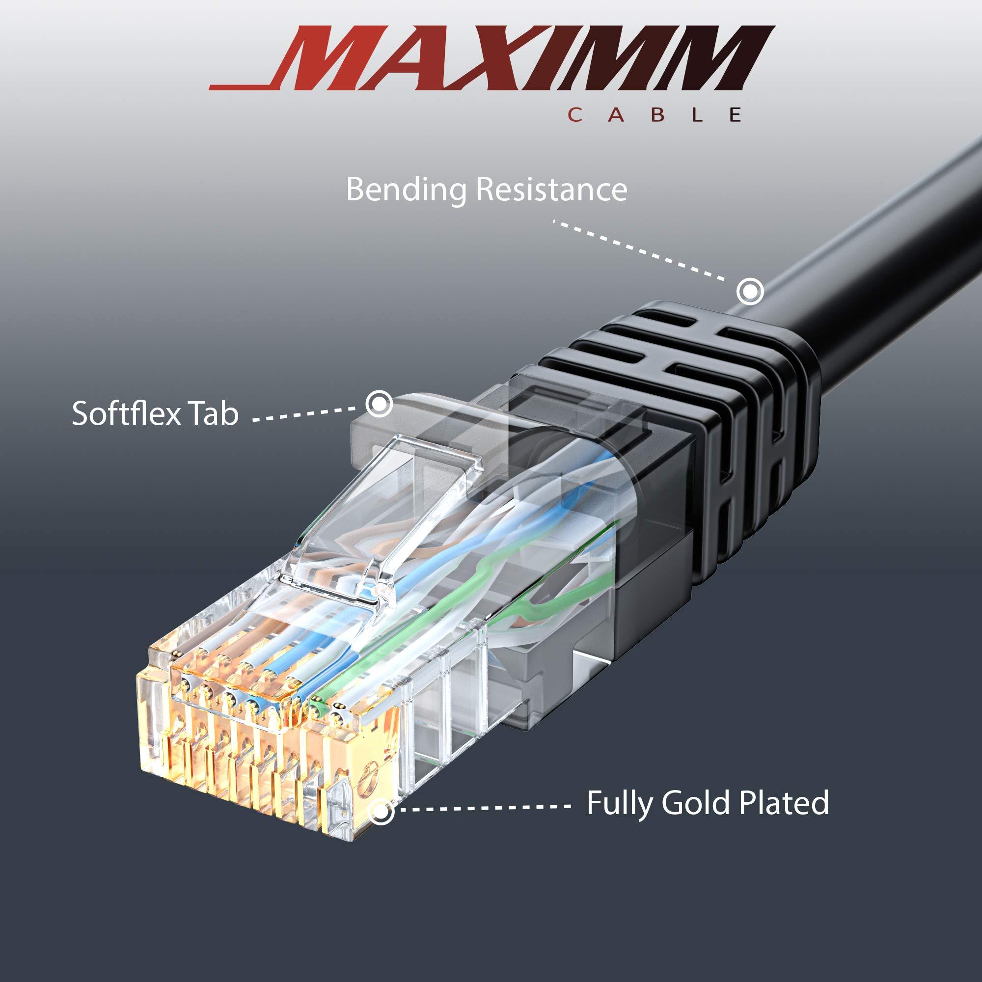 Maximm Maximm Cat 6 Ethernet Cable 25 Ft, 100% Pure Copper, Cat6 Cable (10 Pack) LAN Cable, Internet Cable, Patch Cable and Network Cable - UTP (Black) 25 Feet